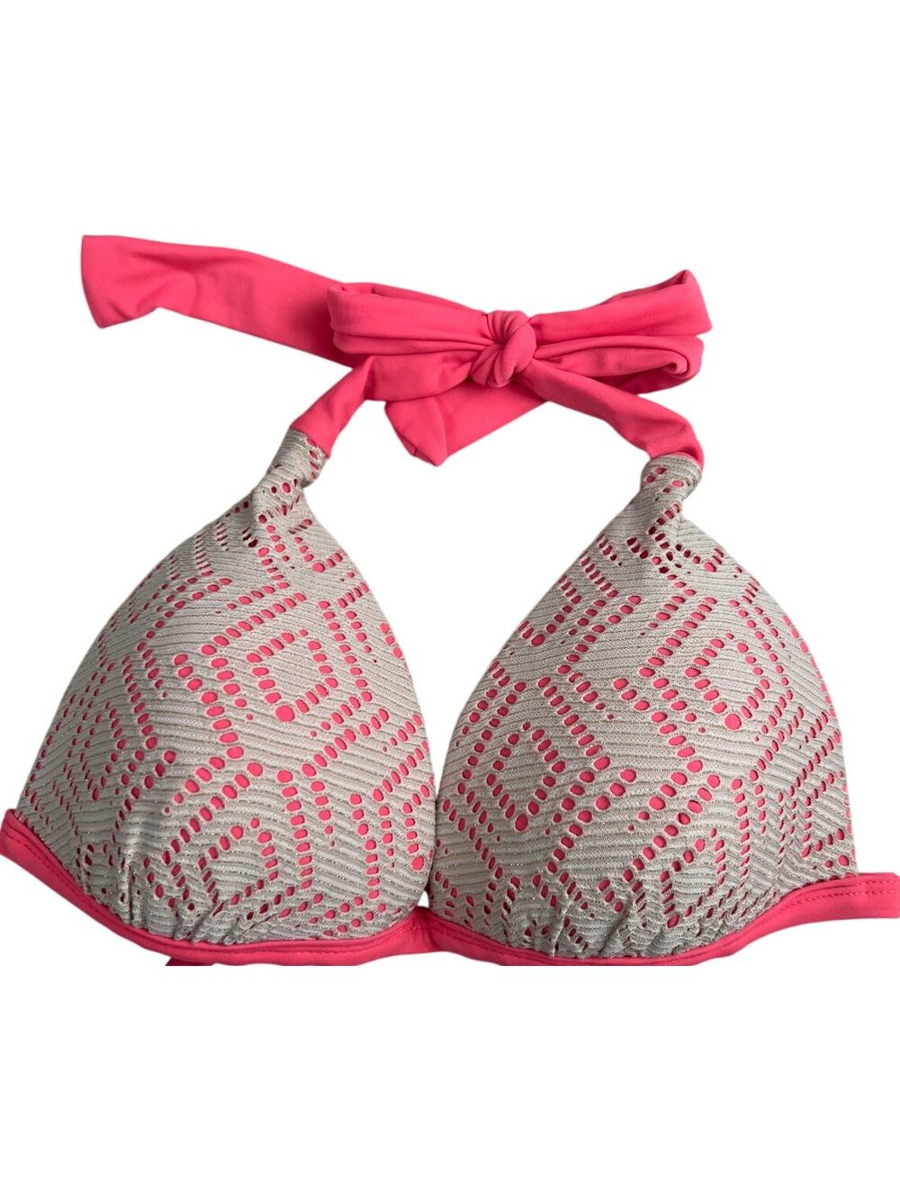 Hula Honey Small Swim Top Pink & White Tribal